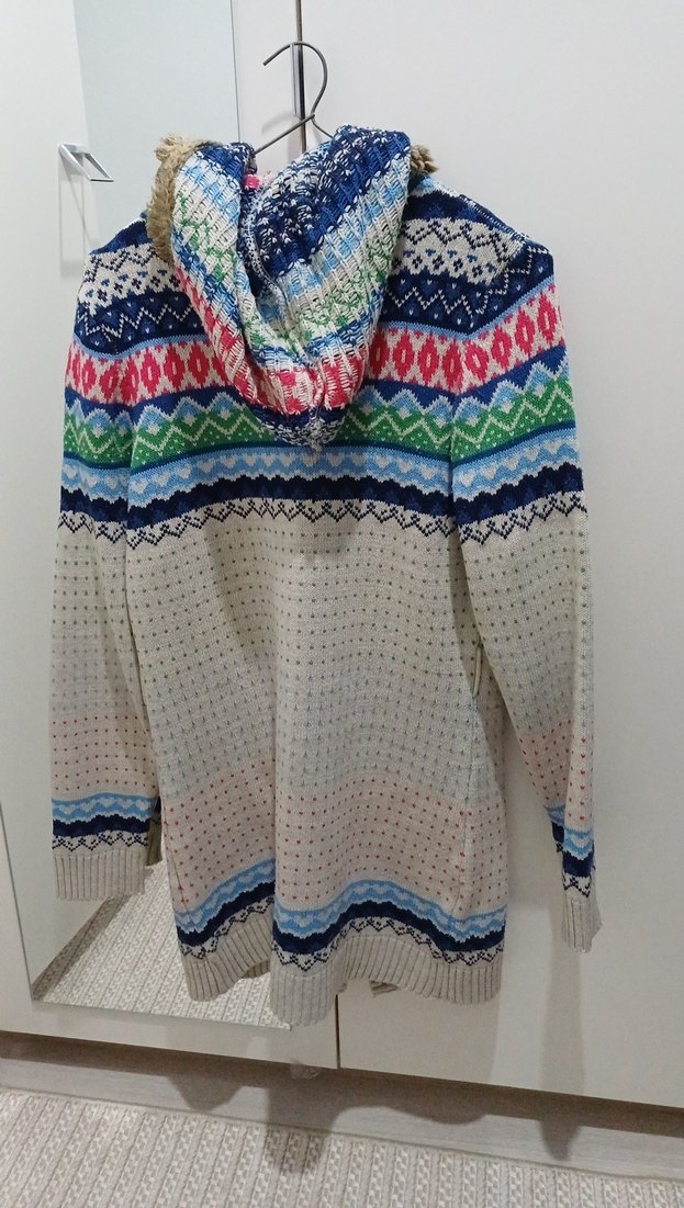 Bohem Tarz Çok Renkli Örgü  Hırka - Görsel 3