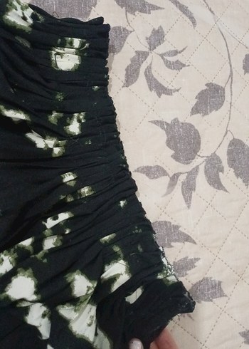 Bağlama Desenli Siyah  Piliseli Midi Etek - Görsel 5