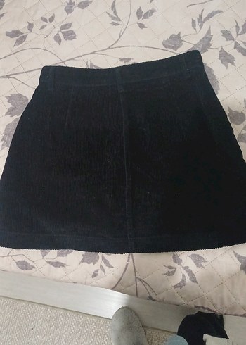 siyah kadın düğmeli etek - Görsel 6