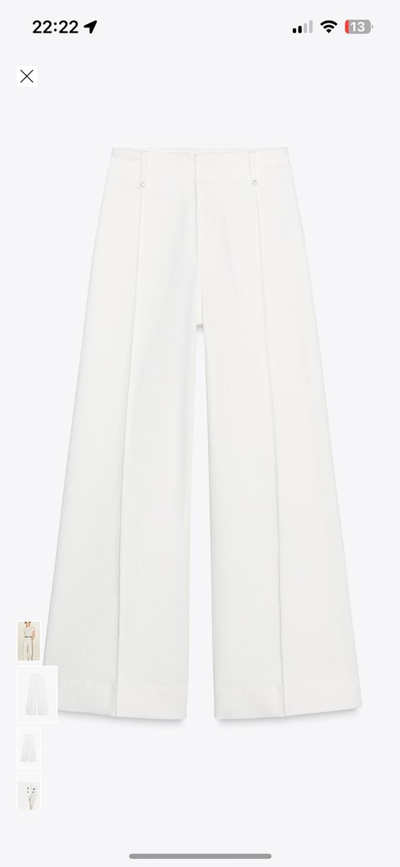 Kadın Beyaz Pamuklu Kemerli Kumaş Pantolon - Görsel 2