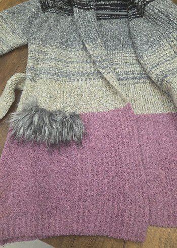 , Kürk Detaylı Uzun Yün Kadın Hırka - Görsel 6