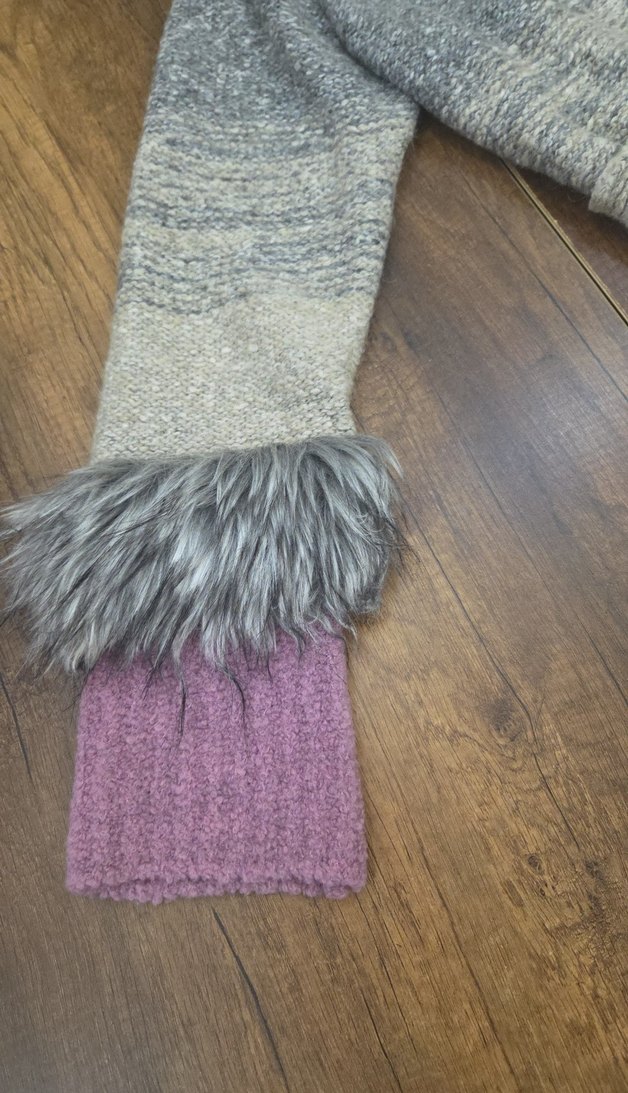 , Kürk Detaylı Uzun Yün Kadın Hırka - Görsel 2