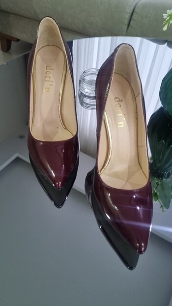 Bordo stiletto topuklu ayakkabı rugan