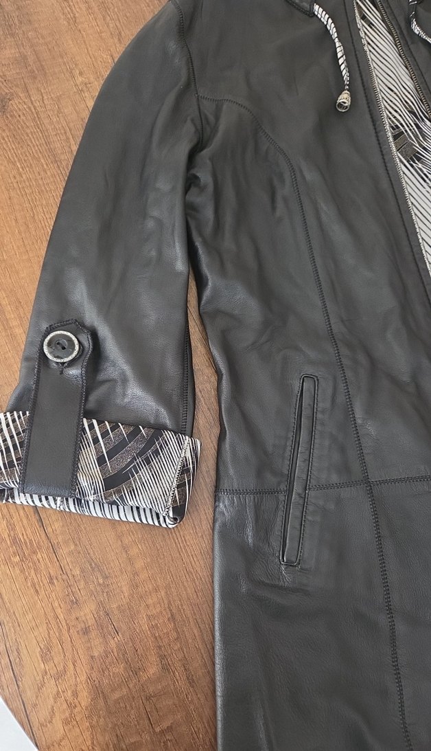 Kadın siyah hakiki Deri Ceket - Görsel 2