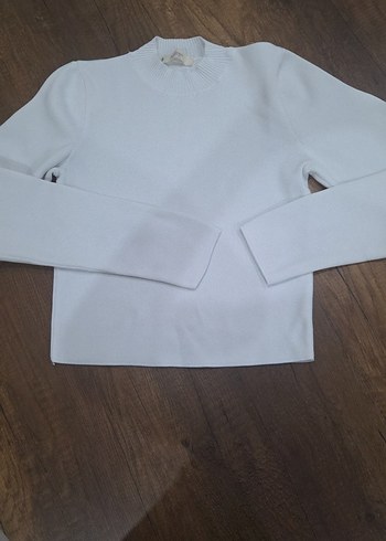 Kadın Beyaz İnce Triko crop - Görsel 2