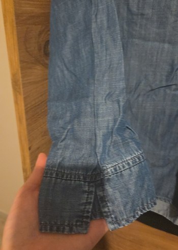 Uzun Kollu Denim Kadın Gömlek - Görsel 2