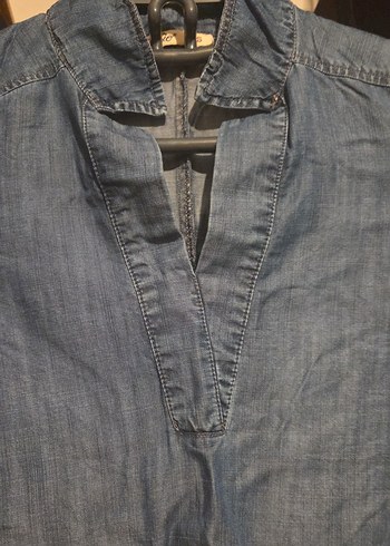 Uzun Kollu Denim Kadın Gömlek - Görsel 3