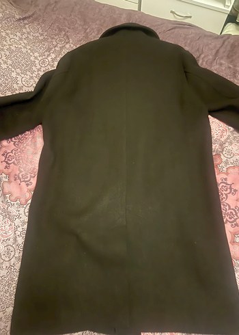 l Beden siyah Renk Düğmeli Siyah Uzun Erkek Kaban