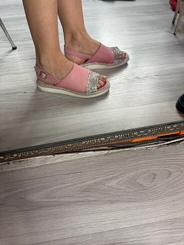 38 Beden pembe Renk Taşlı sandalet