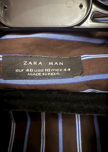 Zara ZARA Düğmeli Koyu Kahverengi Erkek Gömlek