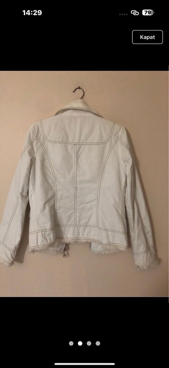 Dik Yaka Beyaz Kadın Ceket - Görsel 2