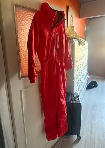 Uzun Kırmızı kadın  Kayak tulum - Görsel 3