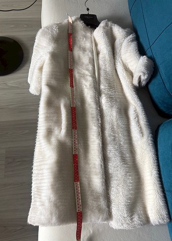 Beyaz Kısa Kollu Midi Suni Kürk - Görsel 5