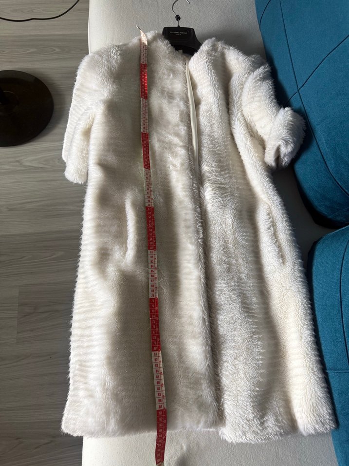 Beyaz Kısa Kollu Midi Suni Kürk - Görsel 5