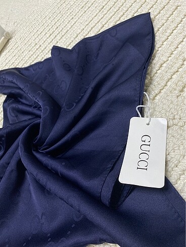 Kadın Gucci Desenli Jakarlı Lacivert Şal