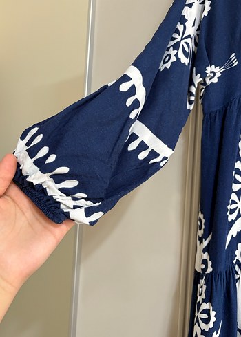 Lacivert Bohem Tesettür  Elbise - Görsel 2