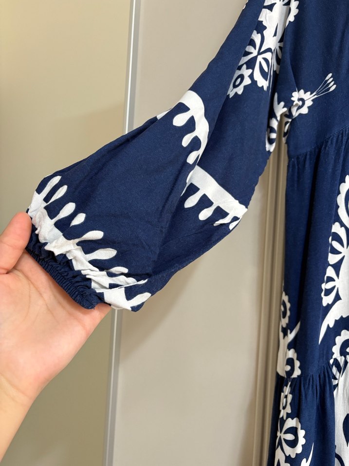 Lacivert Bohem Tesettür  Elbise - Görsel 2