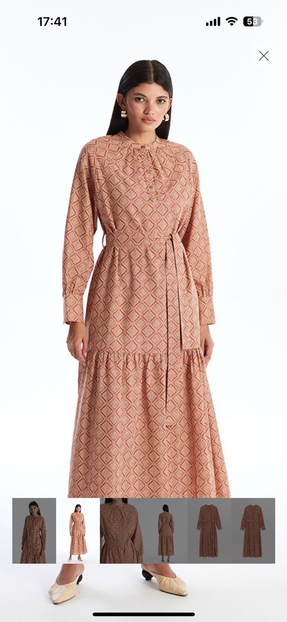 Bohem Kemerli Uzun Tesettür Elbise - Görsel 2