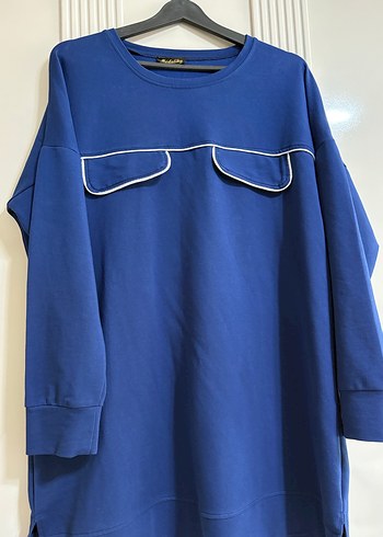 Mavi Uzun Kollu Salaş Kadın Tunik - Görsel 3