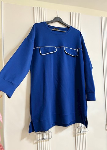 Mavi Uzun Kollu Salaş Kadın Tunik - Görsel 4