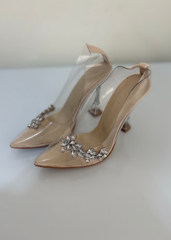 Şeffaf Topuklu Kadın Abiye Ayakkabı - Görsel 6