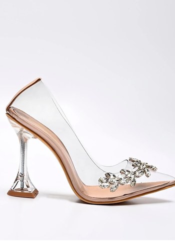 Şeffaf Topuklu Kadın Abiye Ayakkabı - Görsel 3