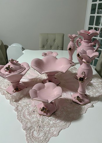 Pastel Pembe Seramik Vazo Seti - Görsel 2