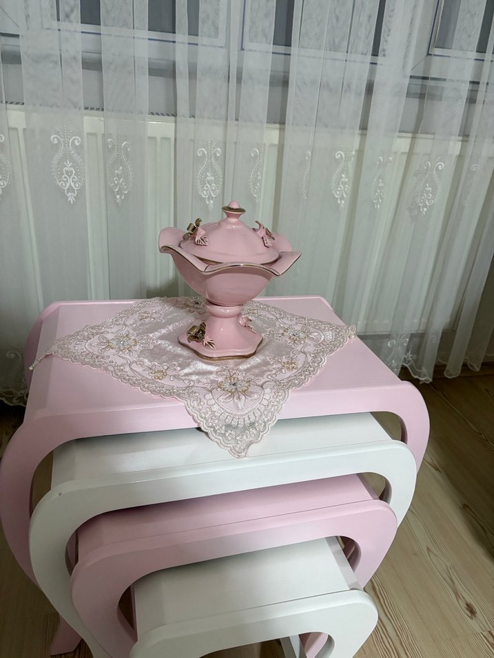 Pastel Pembe Seramik Vazo Seti - Görsel 4