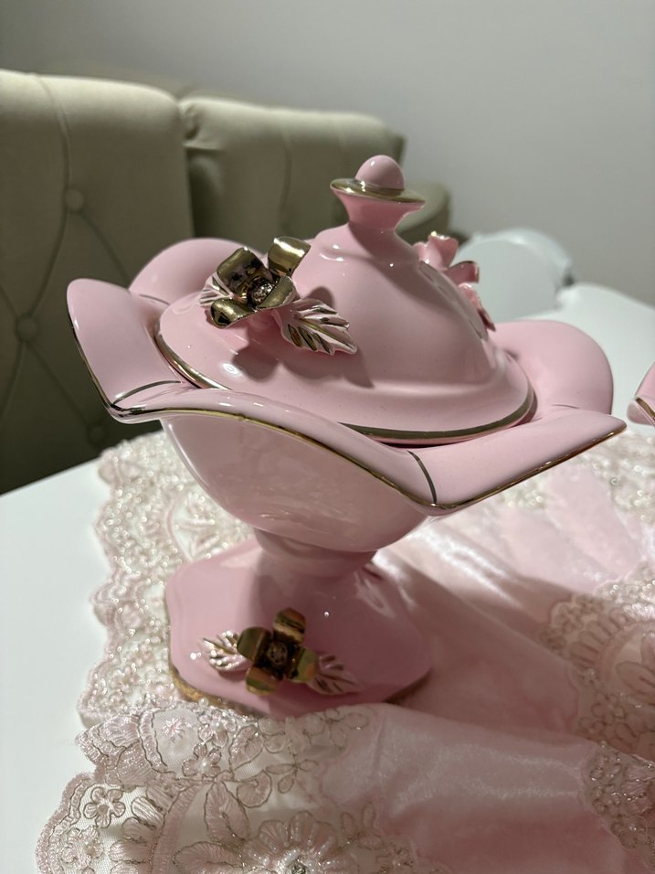 Pastel Pembe Seramik Vazo Seti - Görsel 5