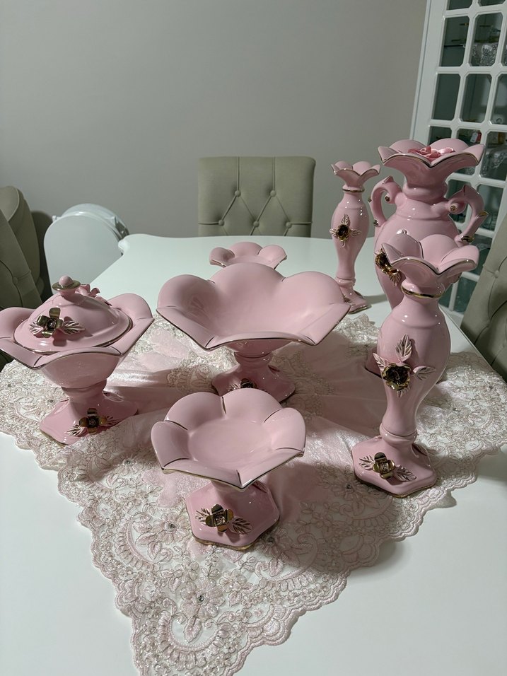 Pastel Pembe Seramik Vazo Seti - Görsel 2