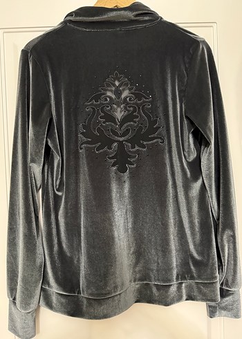 Gri Kadife Fermuarlı Uzun Kollu Ceket - Görsel 3