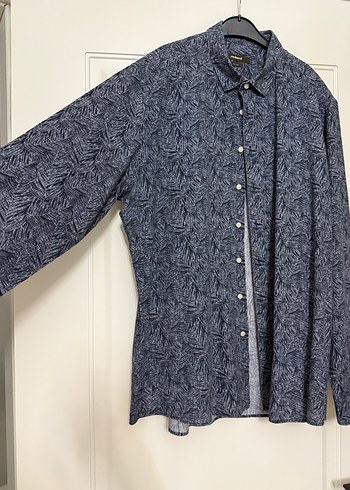 Cacharel Erkek Lacivert Desenli Keten Gömlek - Görsel 2