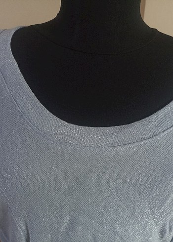 Uzun Kollu mavi simli Midi  Elbise - Görsel 8