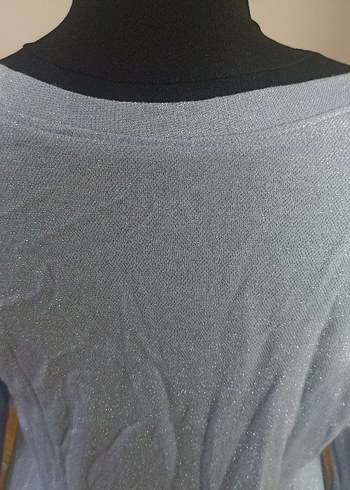 Uzun Kollu mavi simli Midi  Elbise - Görsel 5