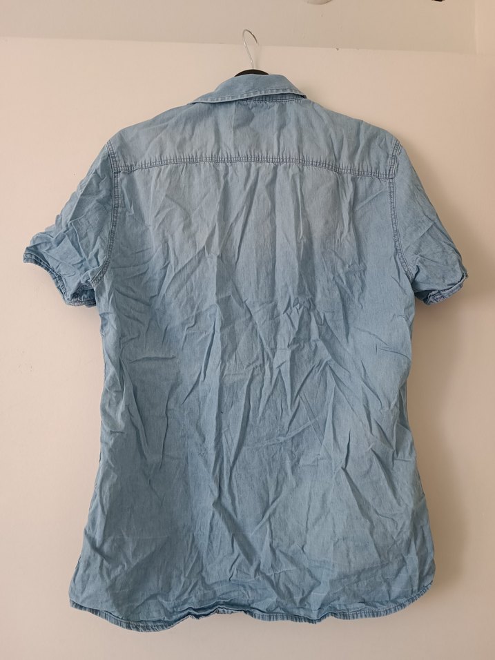 Mavi Denim Kısa Kollu Erkek Gömlek - Görsel 4