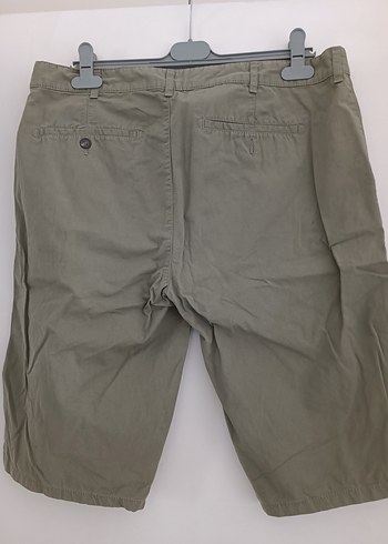 açık haki  Kemerli Rahat Keten Erkek Şort - Görsel 4