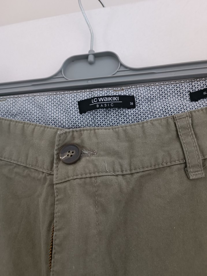 açık haki  Kemerli Rahat Keten Erkek Şort - Görsel 2