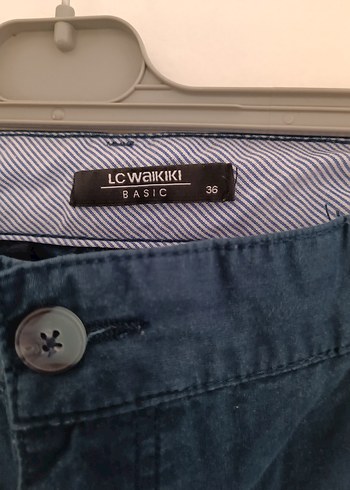 Erkek lacivert Denim Kemerli Şort - Görsel 2