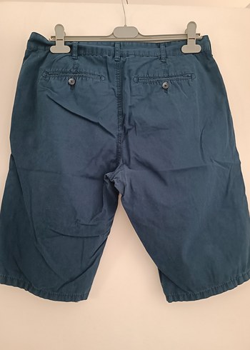 Erkek lacivert Denim Kemerli Şort - Görsel 3