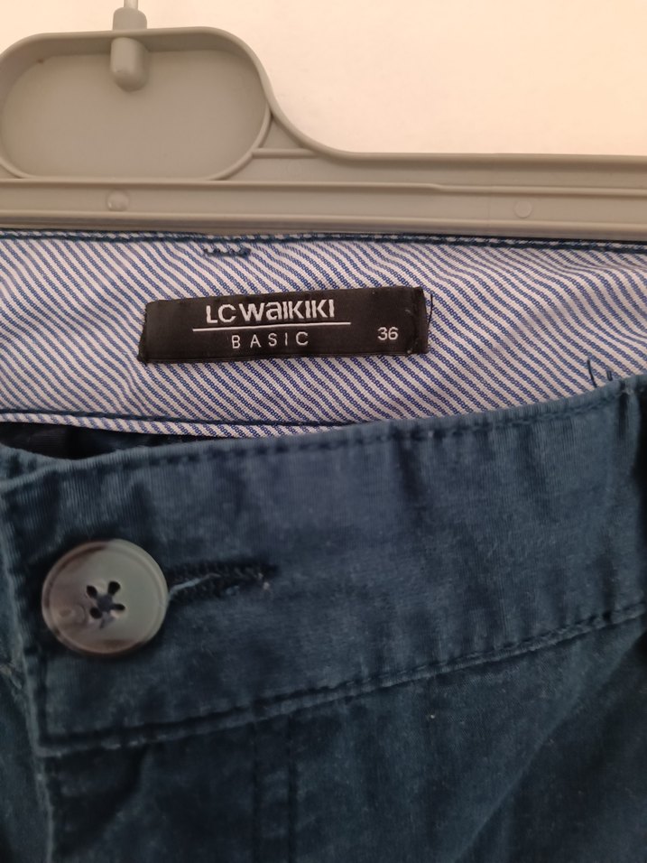 Erkek lacivert Denim Kemerli Şort - Görsel 2
