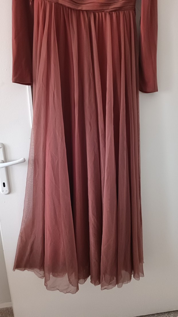 Drapeli Uzun Kollu Uzun Abiye Elbise - Görsel 3