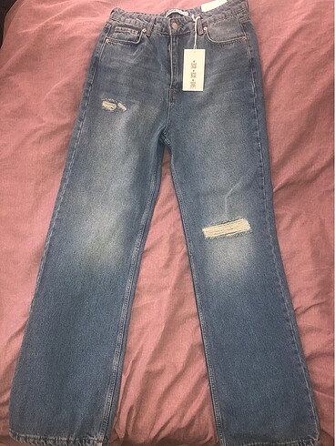 l Beden mavi Renk Hiç kullanılmamış wide leg jean