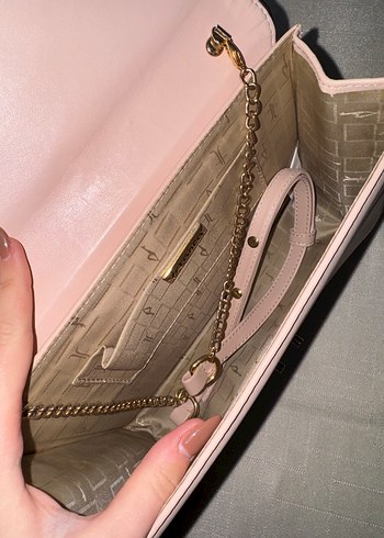 Bej Deri Kadın Çanta Tokalı Modern Klasik - Görsel 2