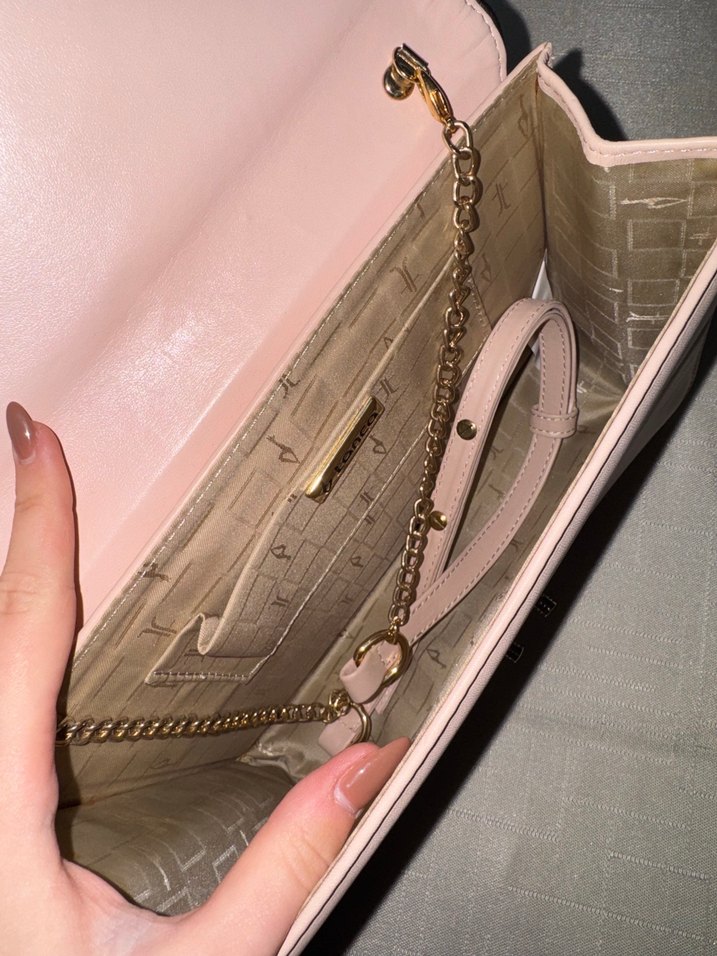 Bej Deri Kadın Çanta Tokalı Modern Klasik - Görsel 2