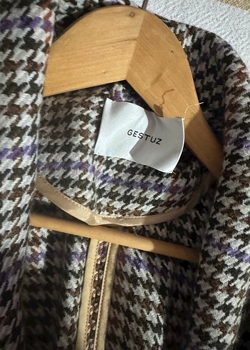 Drapeli Ekose Desenli Uzun Kadın Kaban - Görsel 3