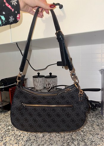 Siyah Baskılı Deri Kadın Omuz Çantası - Görsel 6