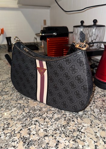 Siyah Baskılı Deri Kadın Omuz Çantası - Görsel 7