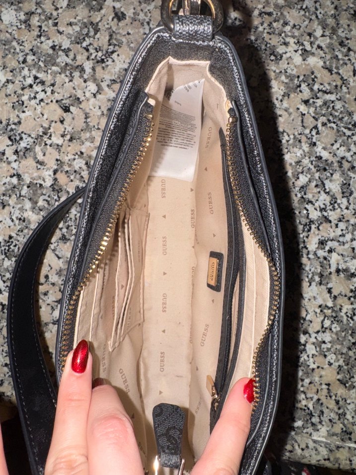 Siyah Baskılı Deri Kadın Omuz Çantası - Görsel 5