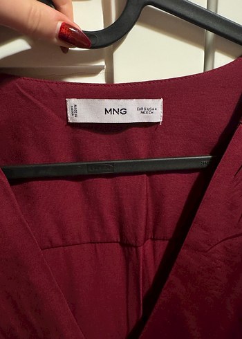 Bordo Drapeli V Yakalı elbise - Görsel 2