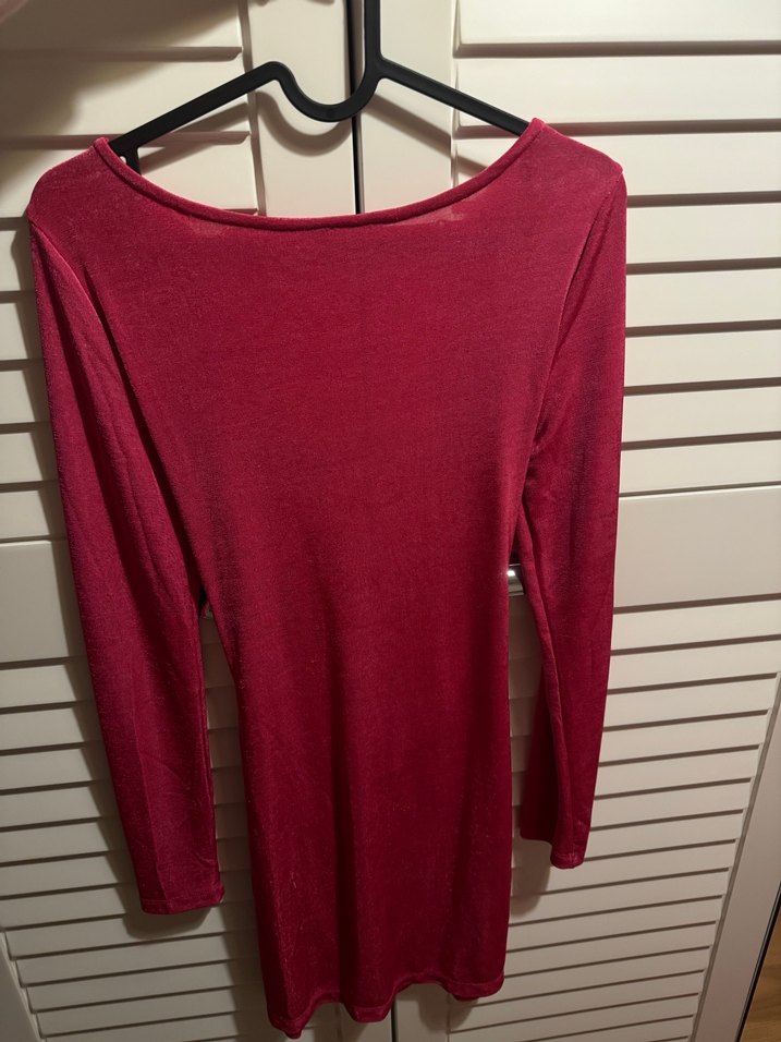 Pembe V yaka sırt dekolteli mini Elbise - Görsel 2